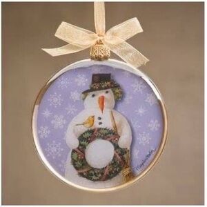 Demdaco Nature’s Journey Snowman Ornament with Gold and Purple Accents